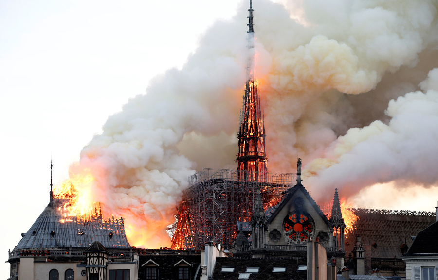Požiar katedrály Notre Dame.