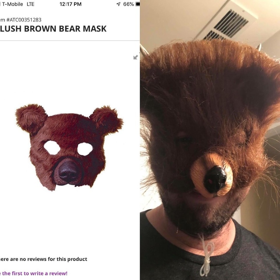 Táto maska medveďa vyzerá