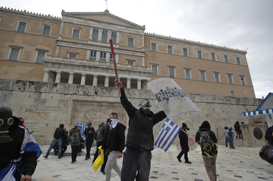 Protesty v Aténach.