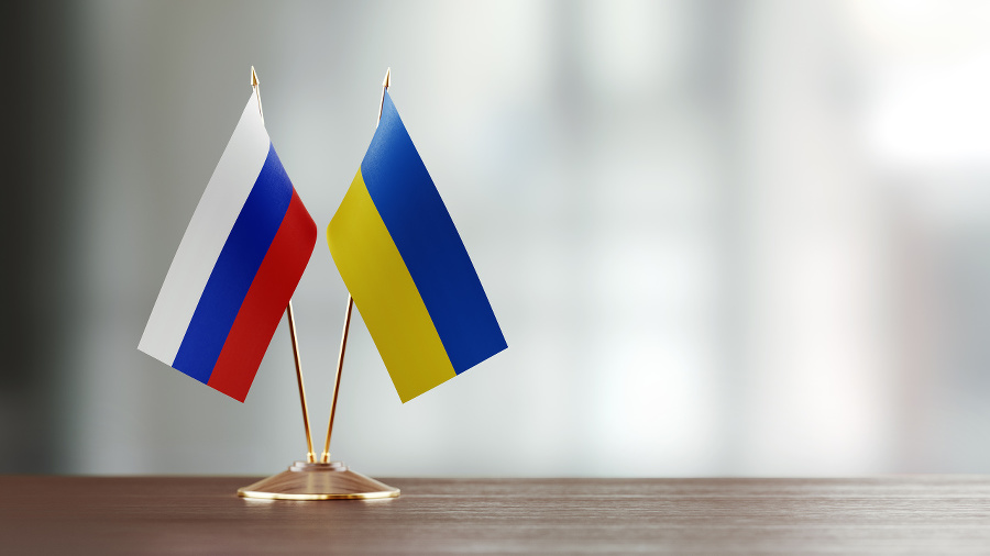 Russian and Ukrainian flag