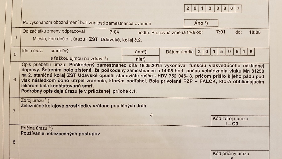 Záznam o smrteľnom pracovnom