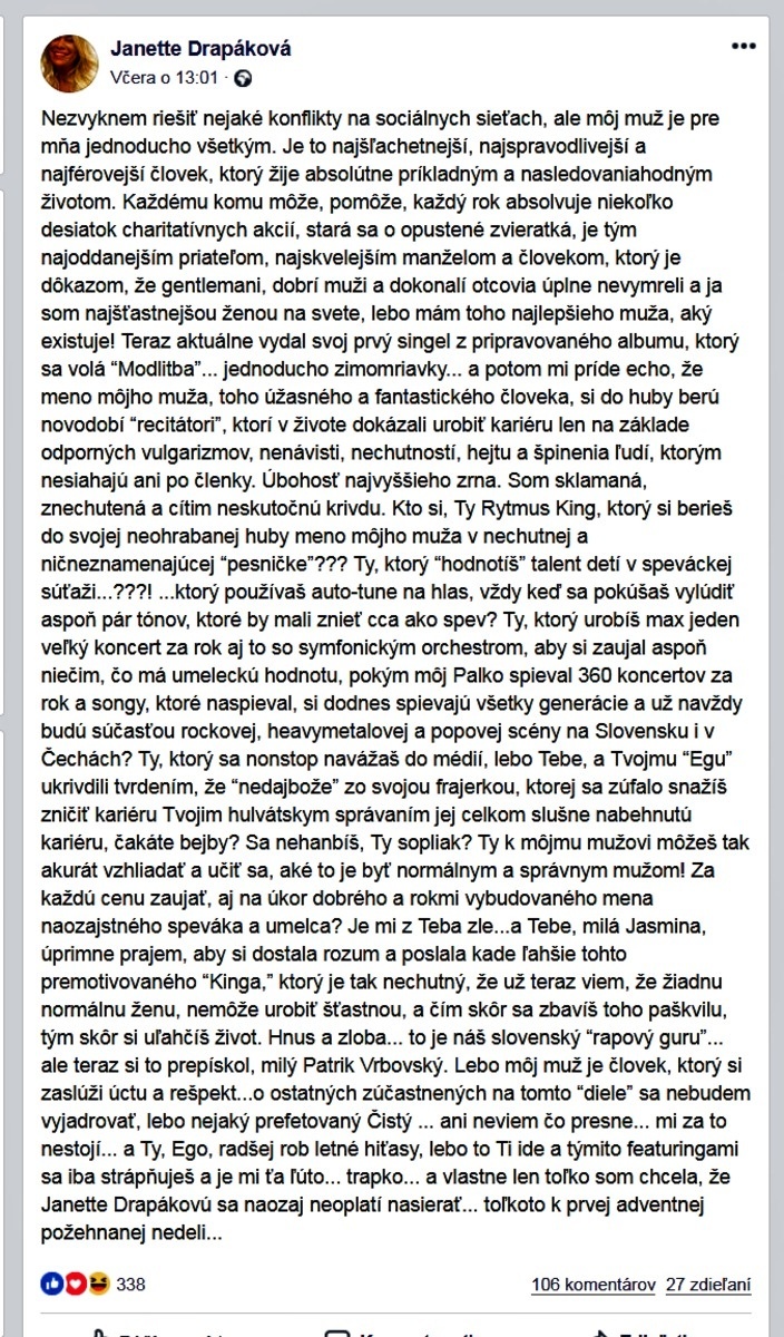 Status Janette Drapákovej