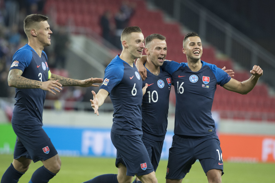 Radosť slovenských futbalistov.