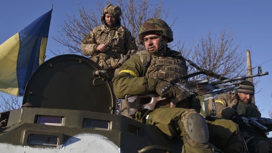 Ukrajinskí vojaci po dobytí