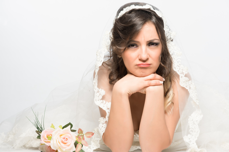 Sad and disappointed bride