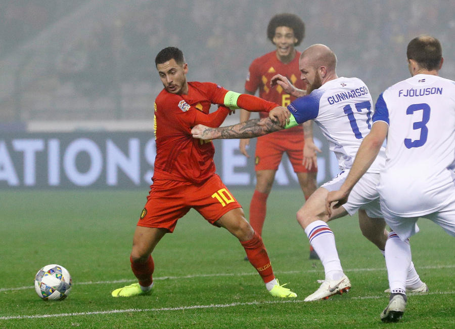 Zápas Ligy národov Belgicko-Island.
