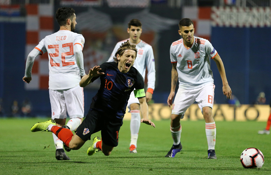 Zápas Ligy národov Španielsko-Chorvátsko.