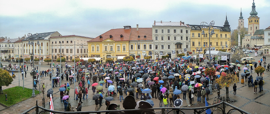 Účastníci verejného protestu za