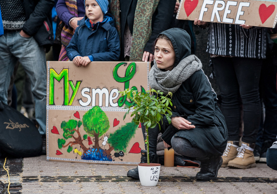 Účastníci verejného protestu za