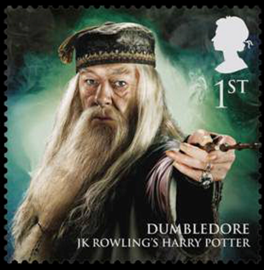 Dumbledore na poštovej známke.