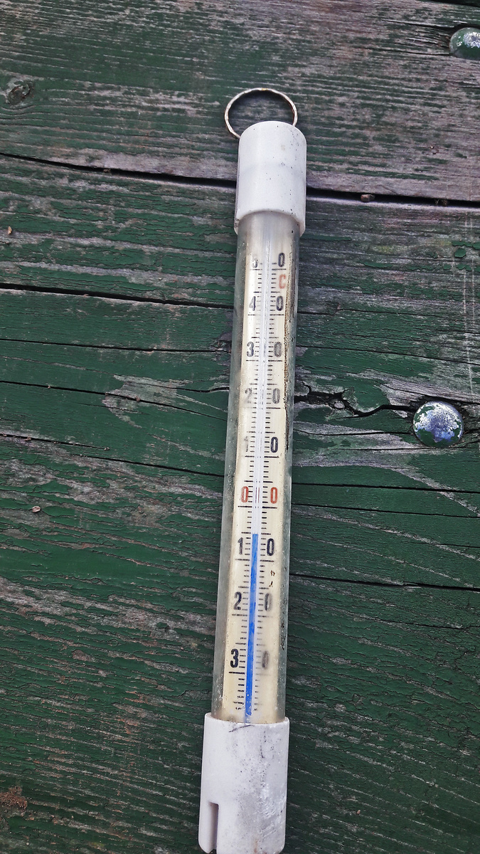 Teplomer ukazuje mínusové teploty.