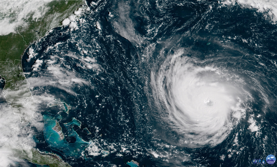 Satelitná snímka hurikánu Florence