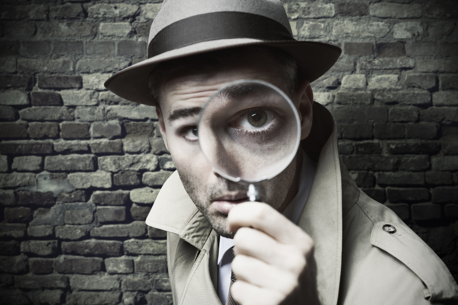 Funny vintage detective looking