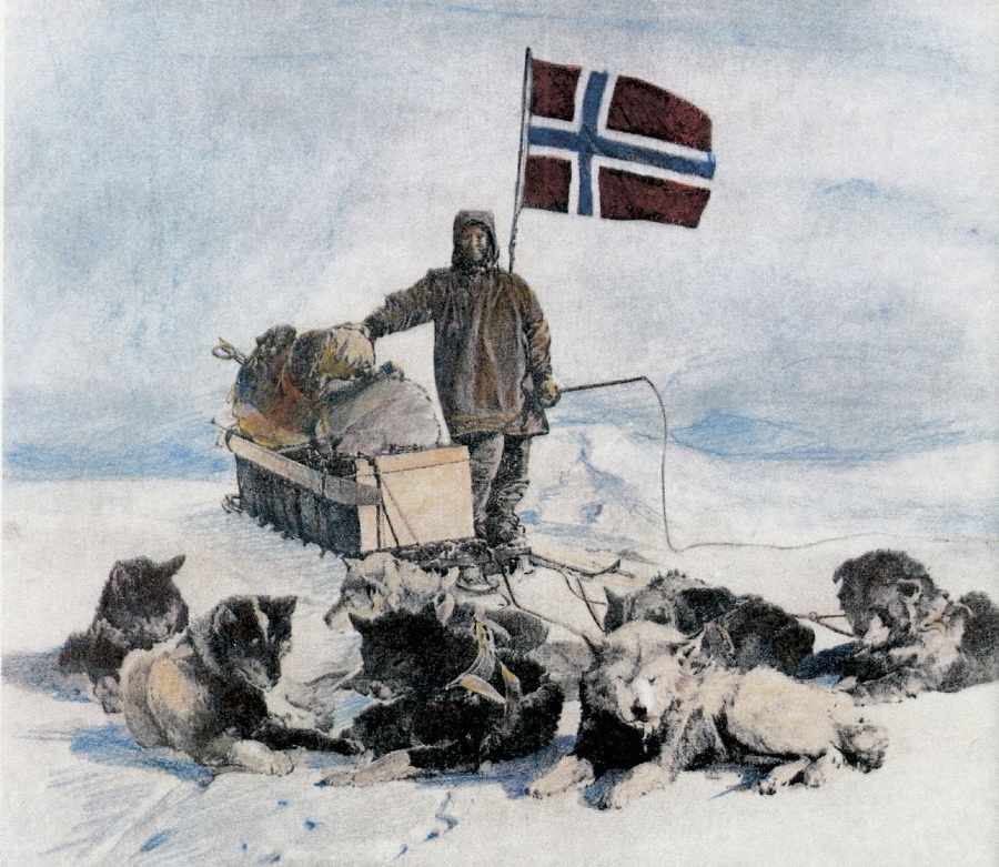 Prvý: Roald Amundsen stavil