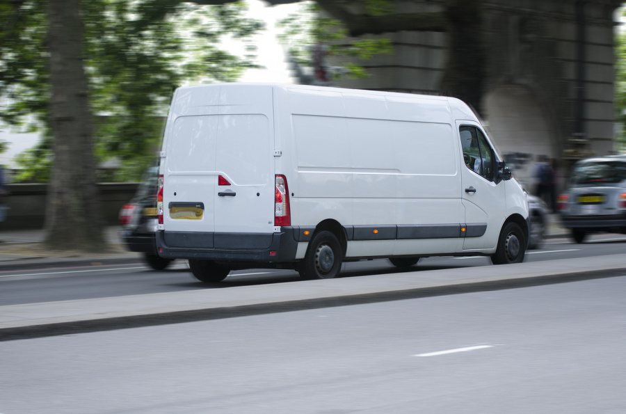 white moving van with