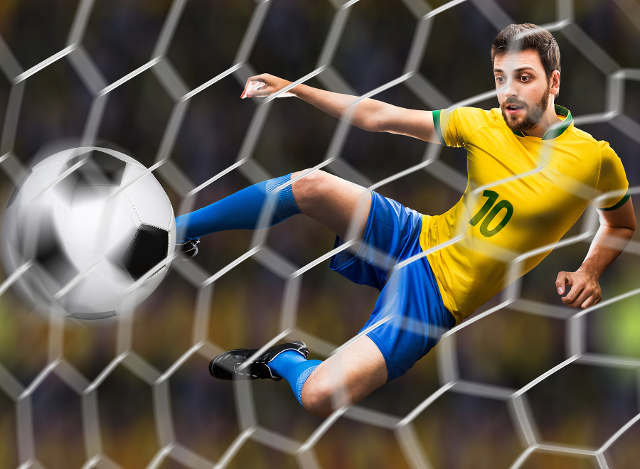 Brazilian soccer player kicks