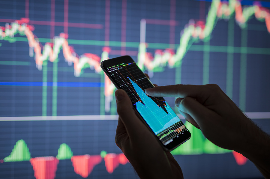 Businessman checking stock market