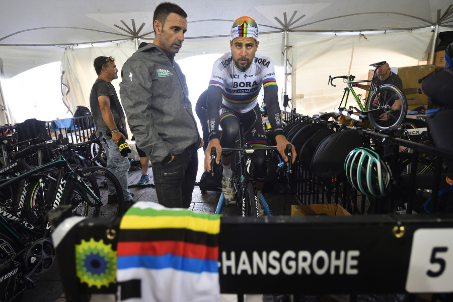 Tréner Patxi Vila (vľavo) a jeho hviezdny zverenec Peter Sagan.
