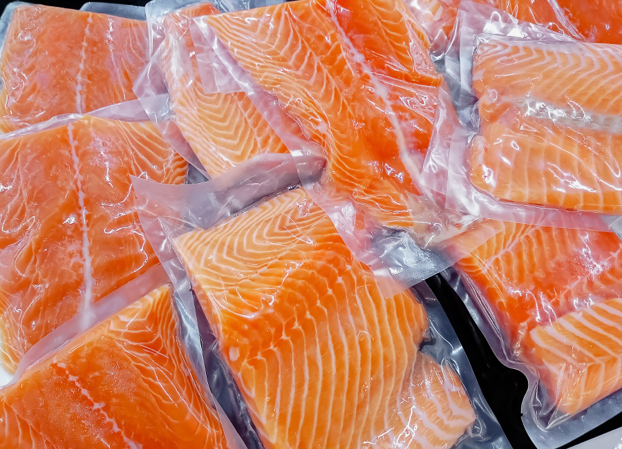 Fresh salmon in packing