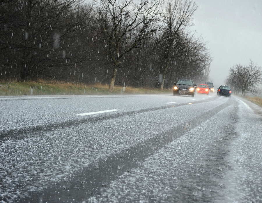 Hailstorm on the road