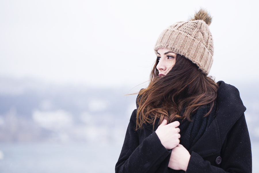 Beautiful woman in winter