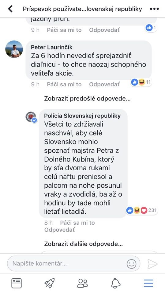 Odpoveď polície kritikovi Petrovi.
