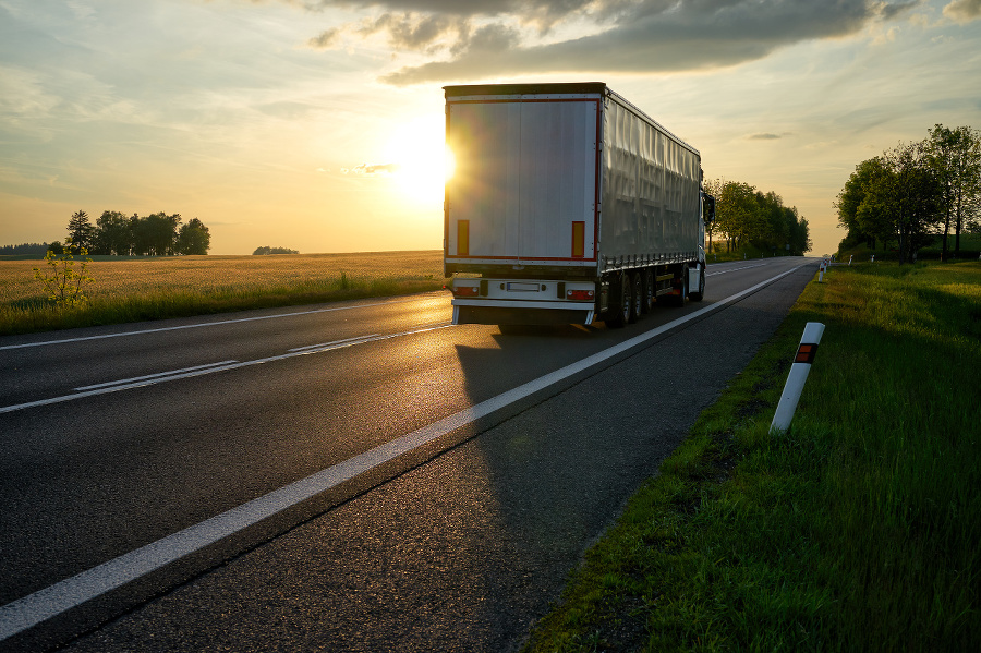 Truck departing towards the