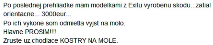 Na modelky sa posťažovala