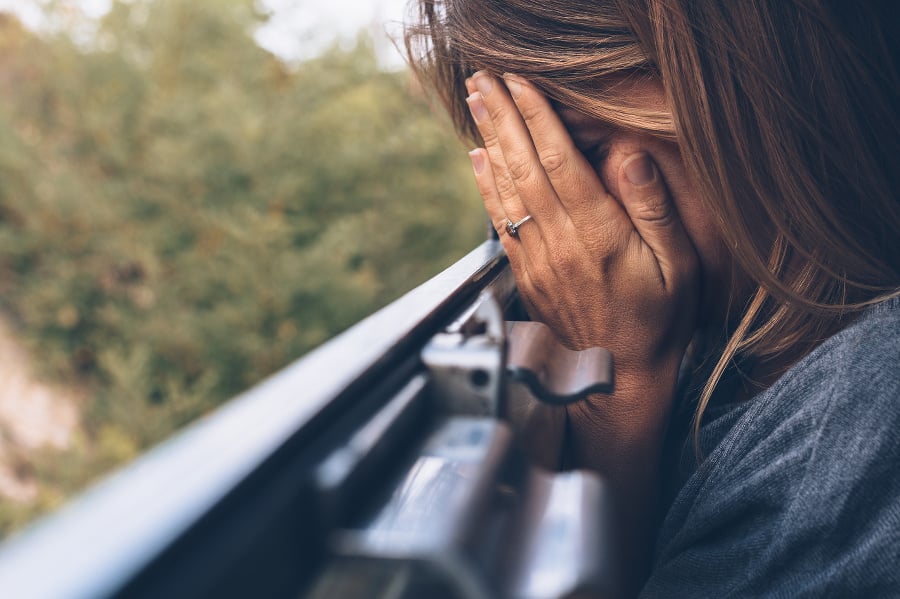 Depressed young woman in