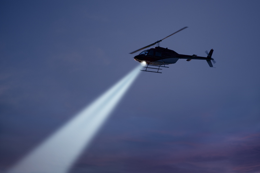 Police helicopter with strong