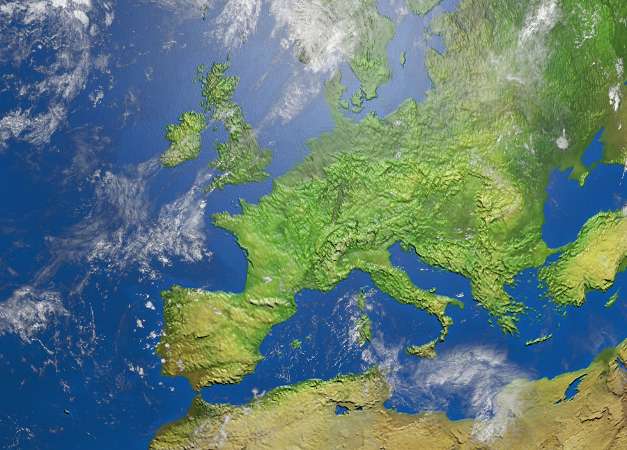 Shaded relief map of