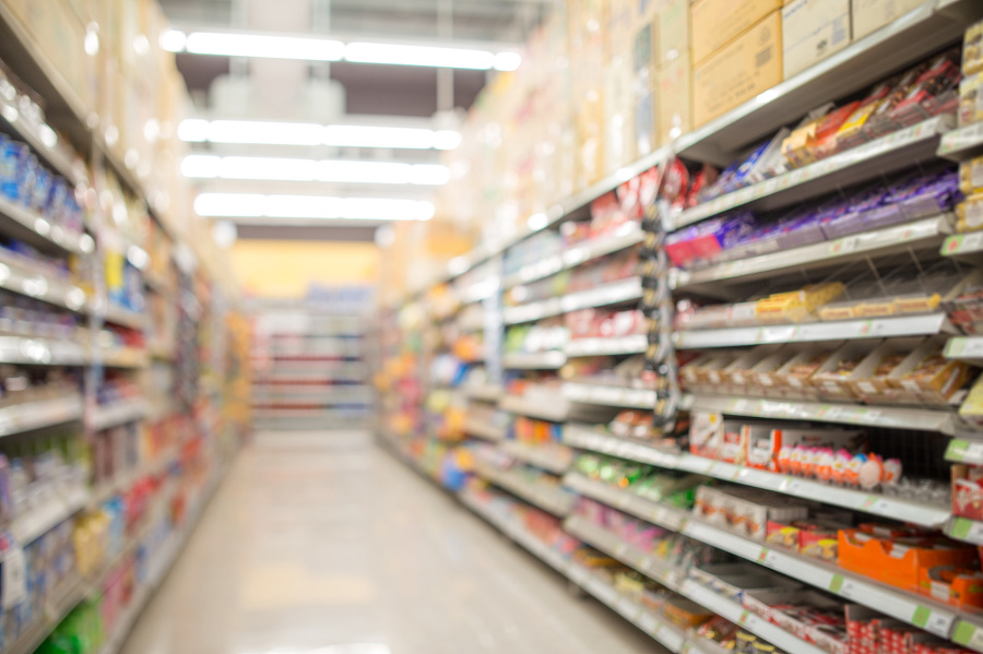 defocused of shelf in