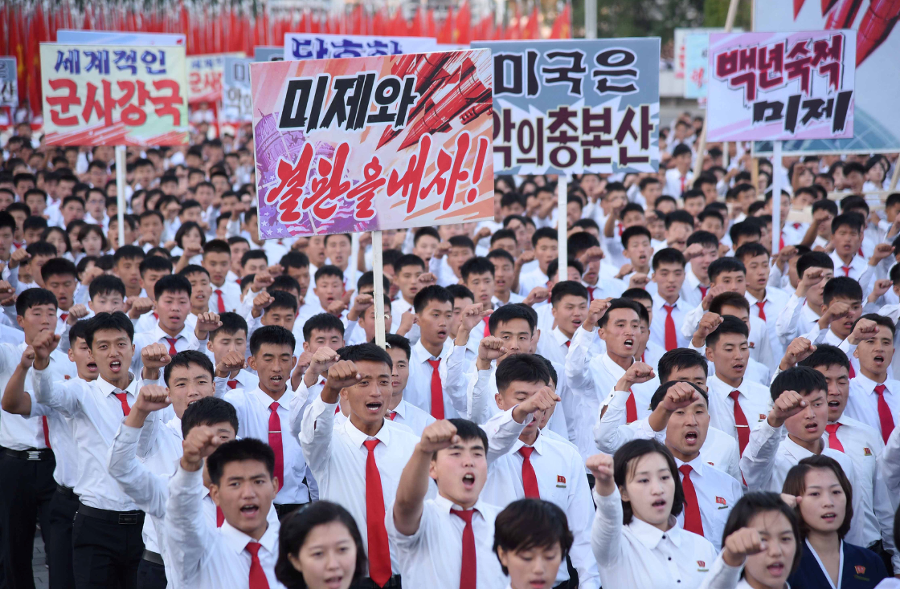 Protiamerické zhromaždenie v Pchjongjangu.