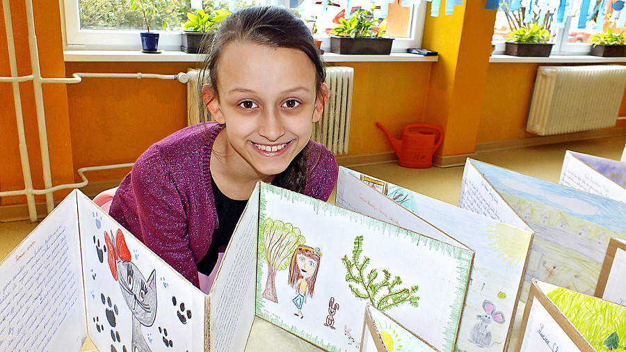 Emma (11), 4.B: Pridala som príbeh o dievčatku Kitty, ktoré rozumelo zvieracej reči.