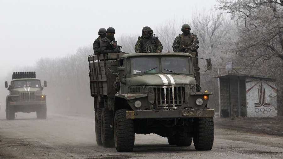 Ukrajinskí vojaci na ceste