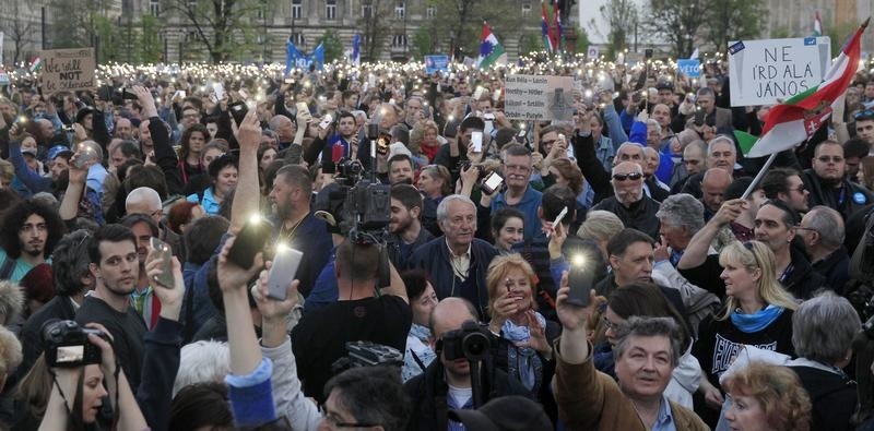 Protest v Budapešti.