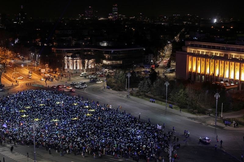 Demonštrácia v Rumunsku.