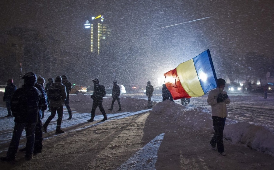 Masové protesty v Bukurešti