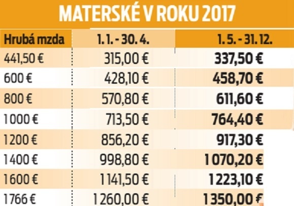 Materské v roku 2017.