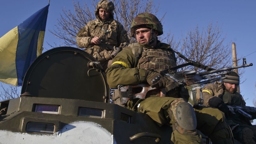 Ukrajinskí vojaci po dobytí