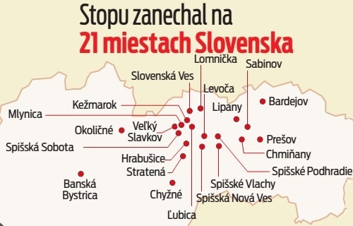 Stopu zanechal na21 miestach