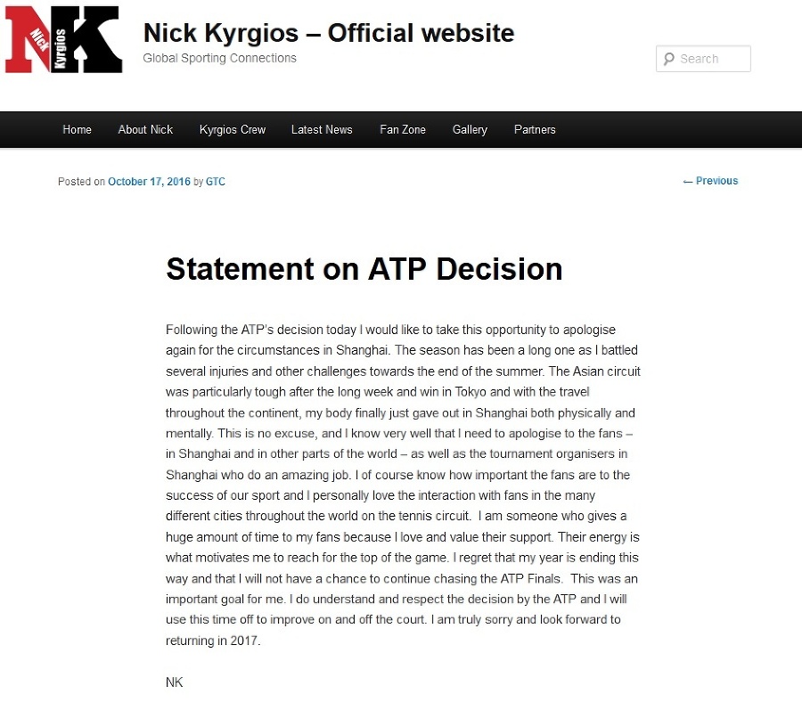 Nick Kyrgios reagoval na