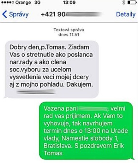 Erik Tomáš zverejnil komunikáciu