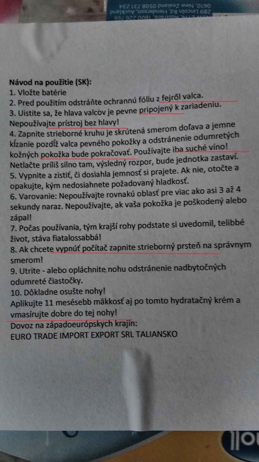 Návod na použitie, z