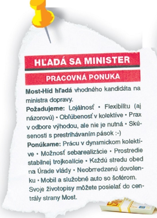 Hľadá sa minister.