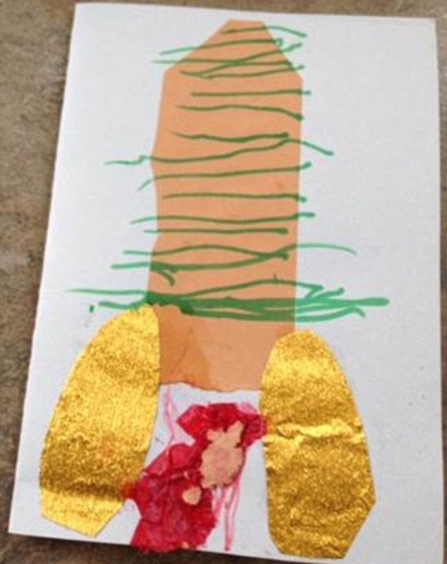 Dieťa chcelo nakresliť raketu.