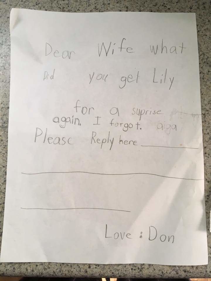 Lily napísala list adresovaný