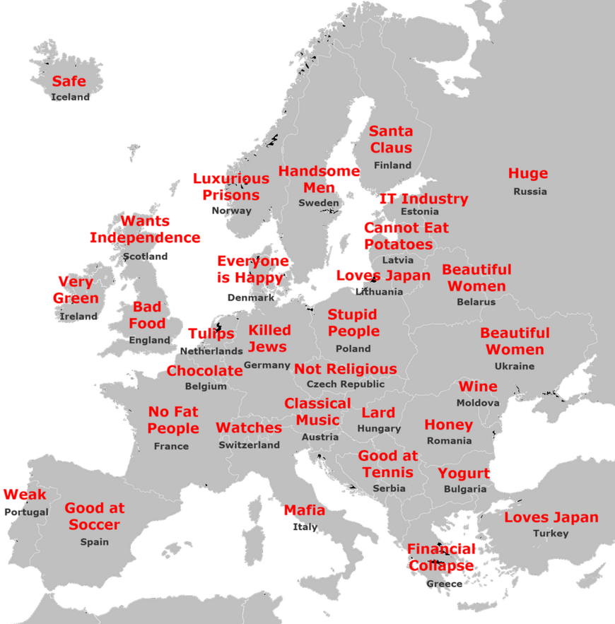 Mapa Európy, ako ju