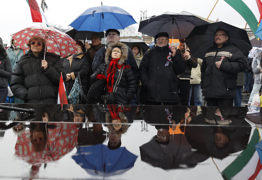 Protest učiteľov v Budapešti.