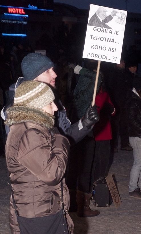 Protestujúcich s originálnymi transparentmi